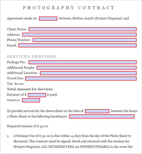 violet spell 2016 free photography contract template violet spell 2016 free photography contract template
