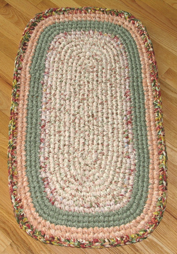 29 Best Rag Rugs Images On Pinterest Blankets And New Hand Crocheted Oval Rag Rug Main Colors Peach And By Eeecrafter