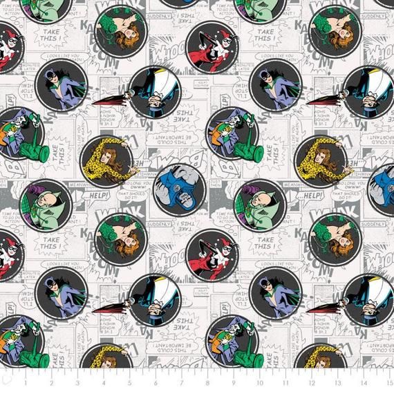 Camelot Fabric DC Comics II Batman in Royal HALF METRE