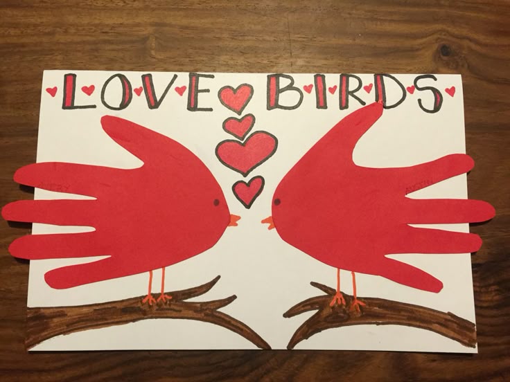 Lovebirds handprint birds Valentine s Day or anniversary Lovebirds handprint birds Valentine s Day or anniversary