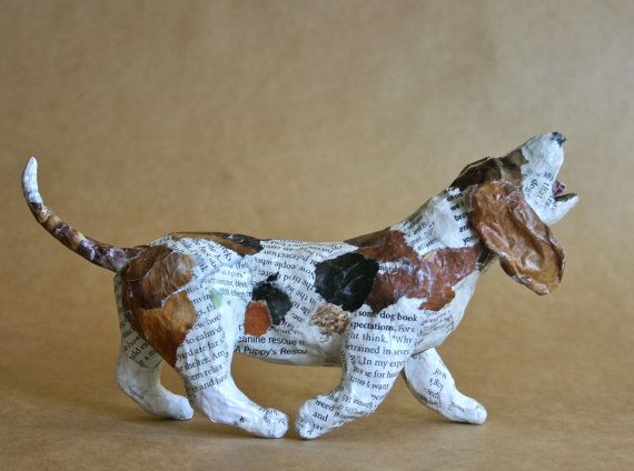 basset hound whimsical paper mache dog sculpture paper mache
