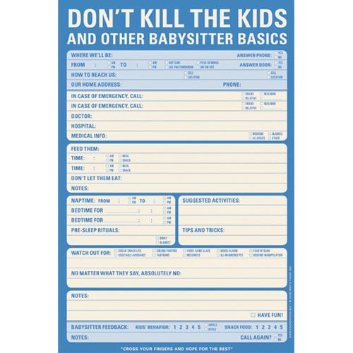 babysitter instructions