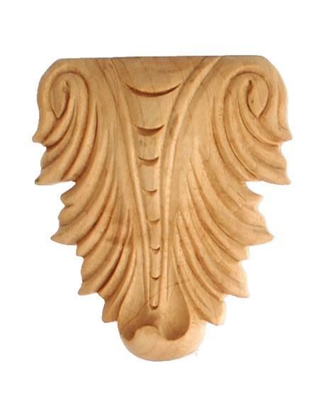 Hand carved solid Hardwood Applique 6/" x 4-1//2/" x 1//2/"
