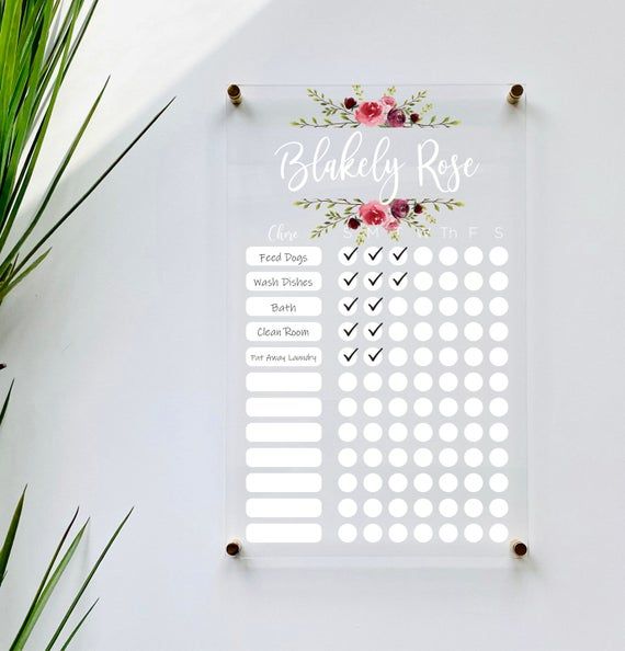 custom chore chart children dry erase board clear acrylic homeschool girls boys 03-009-016 Personalized Chore Chart For Kids