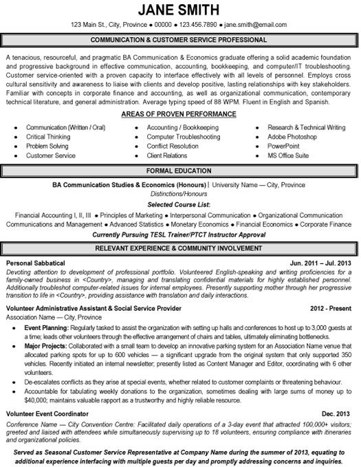 customer service on a resume