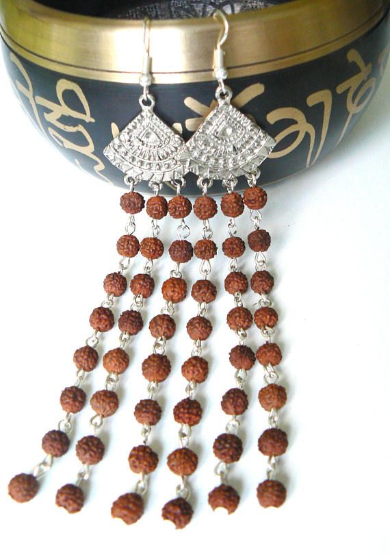 Healing seed Nature vegan Shiva Shaki Hindu jewelry Rudraksha earrings silver Healing seed Nature vegan Shiva Shaki Hindu jewelry Rudraksha earrings silver