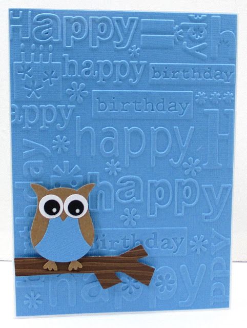 Card Making Ideas Owls Part - 44: Handmade Birtday Card From Jenfa Cards . Owl Punch Dressed In Matching Blue . Quick And Easy Card .