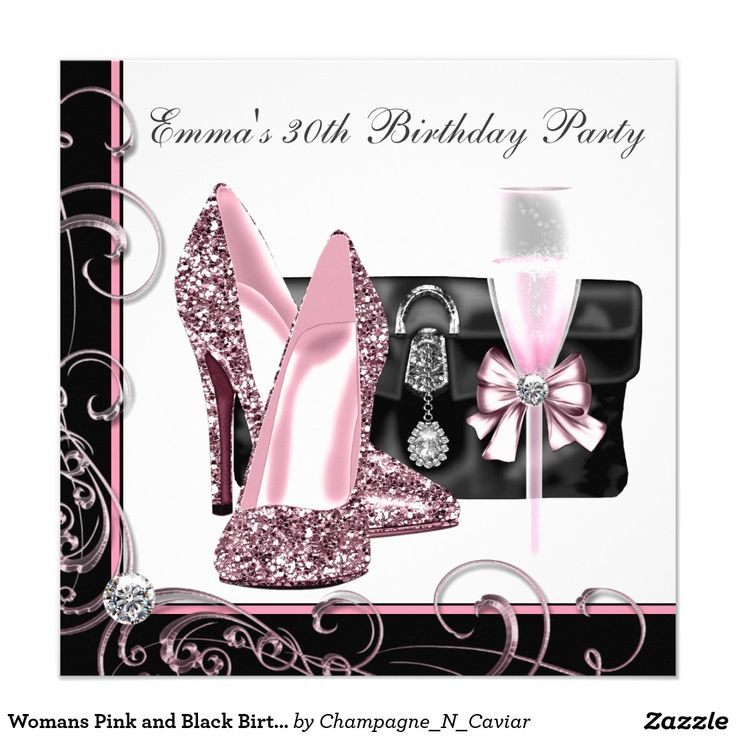 pink and black party invitations