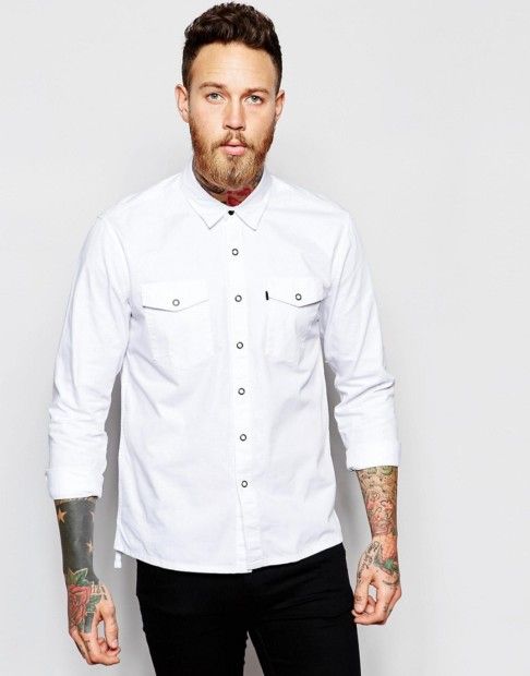 Selfmade give a fuck denim shirt white cabinet noir