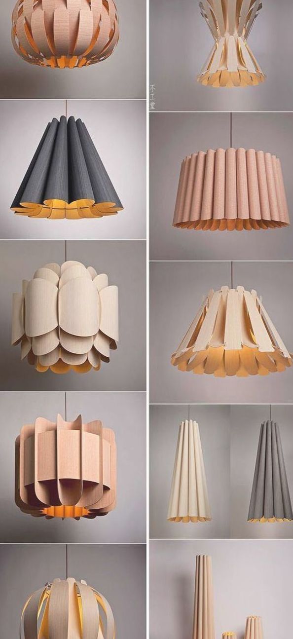 Origami Lampe "Mariko" Tischlampe aus Holz und Papier, eine selbsttragende Konst