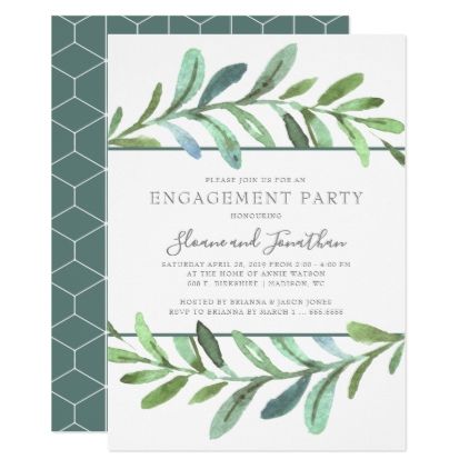Modern Vines Botanical Engagement Party Invitation - invitations custom unique diy personalize occasions