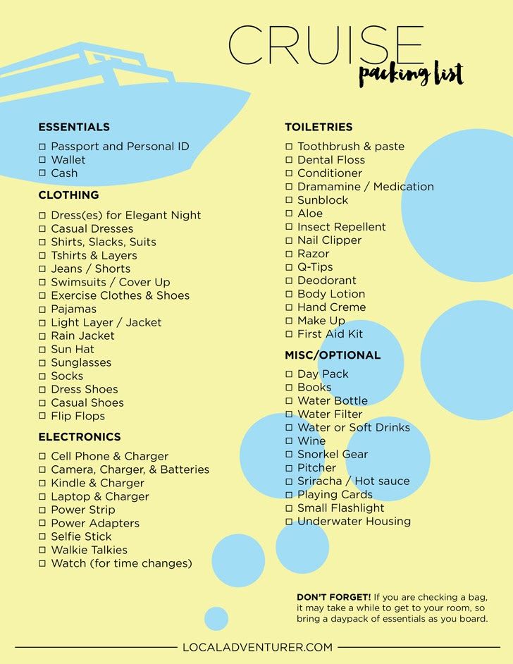 cruise packing list