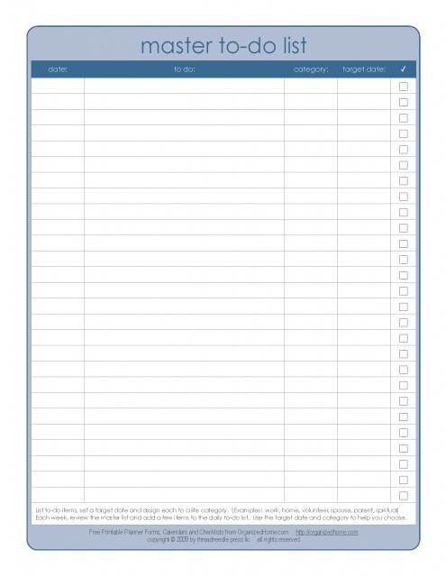 a free printable master to do list for your household notebook or