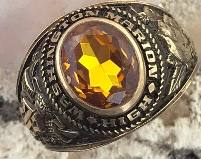 Class Ring Size 9.25 For Men 1980 Custer High School Collectable Ring 10K Yellow Gold Josten Milwaukee