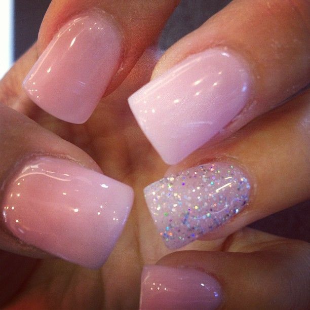 Best 20+ Solar Nails Ideas On Pinterest Simple Acrylic Nail Cute accent sparkly nail over the perfect color of baby pink! This accent nail would look good with absolutley any color though. subtle and pretty - Best 20+ Solar Nails Ideas On Pinterest Simple Acrylic Nail