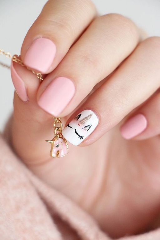 Baby Pink Nails With Gold Accent Nail Acrylic Nails Coffin Pink Baby Pink Nails Short Acrylic Nails