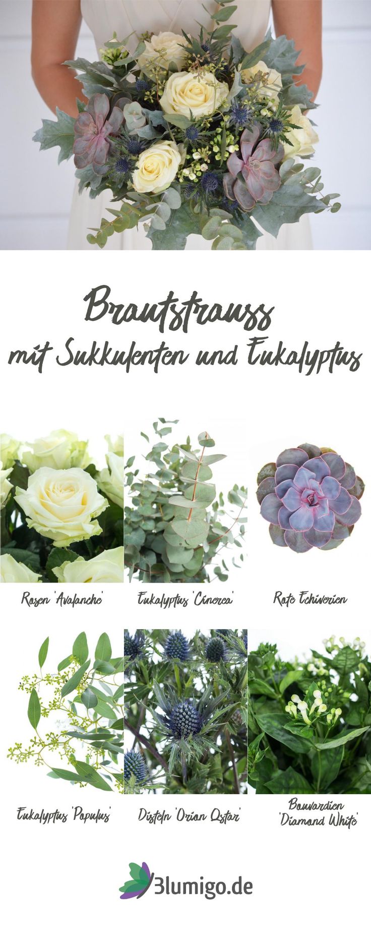 Brautstrauß mit Sukkulenten und Eukalyptus selber machen - DIY-Anleitung für e...