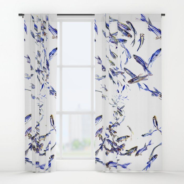 Delft Blue Nautical Marine Life Pattern Coastal Beach Blackout