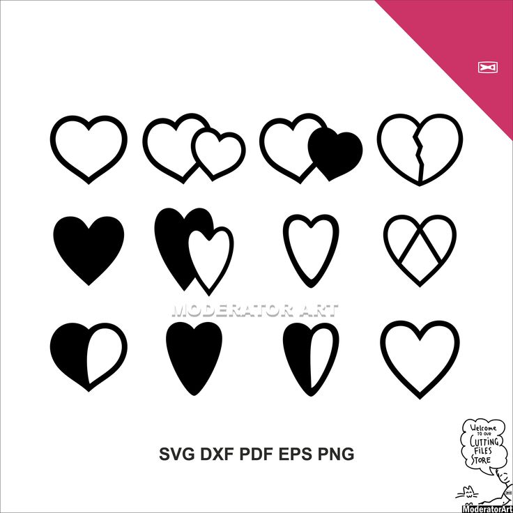 Cut files for Cricut and Silhouette dxf svg eps Heart svg Vinyl Cutting File Heart png Die Cut Clip Art png jpg