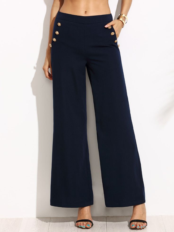 women's sailor pants with buttons