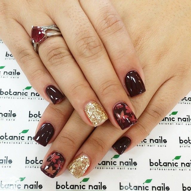 110 Best Nails Images On Pinterest Nail Scissors, Gel Nails And Beautiful red and dark red color autumn leaves gel nail with glitter gold accent nail. - 110 Best Nails Images On Pinterest Nail Scissors, Gel Nails And