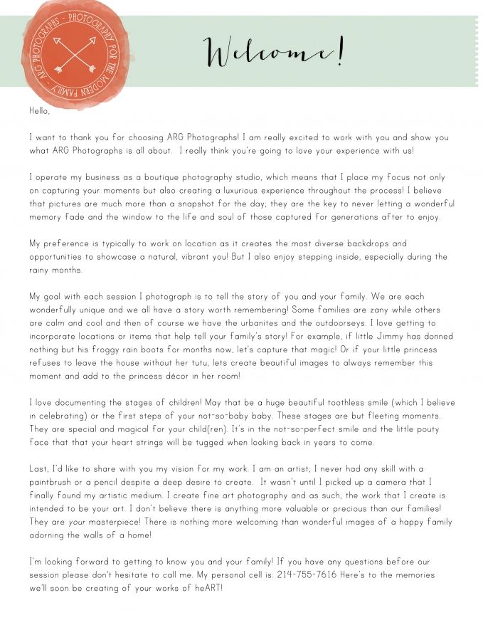 corporate welcome letter