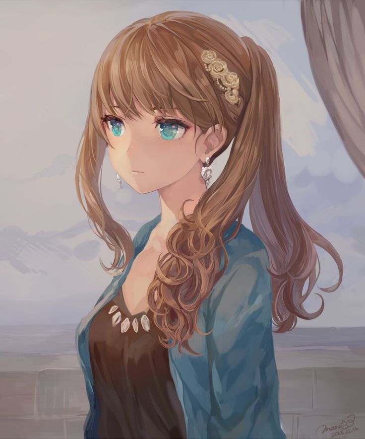 Anime girl blonde hair brown eyes