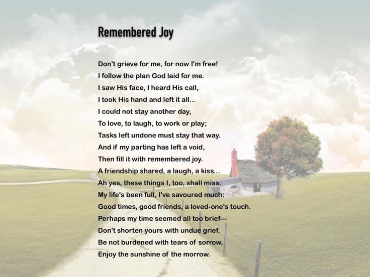 "Remembered Joy" poem Remember, Grieve, How to plan "Remembered Joy" poem Remember, Grieve, How to plan