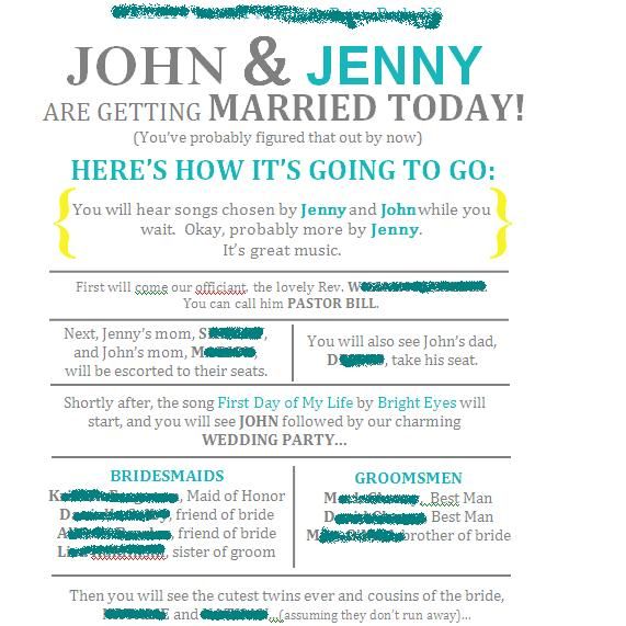 funny wedding program templates