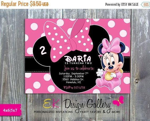 minnie mouse personalized invitations
