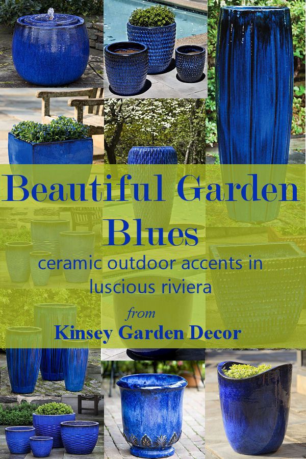 Kinsey Garden Decor Blue Ceramic Planters Water Fountains And Garden Decor Blue Ceramic Planters