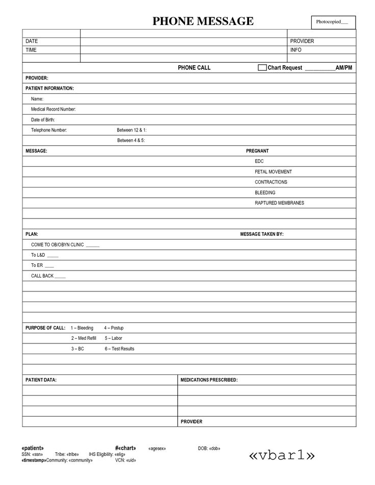 telephone messages template