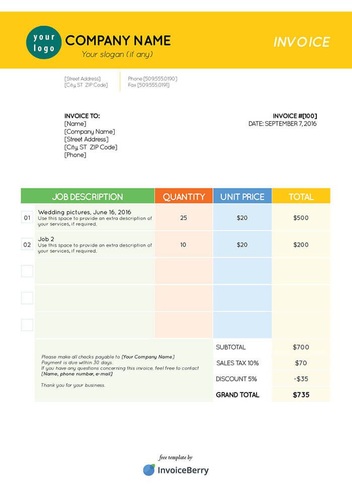stationery invoice format