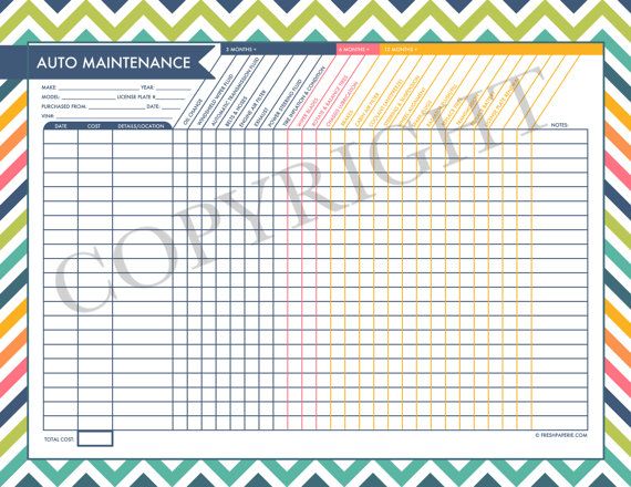 car maintenance schedule template