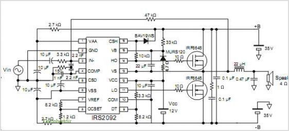 IRS2092 and IRS2092S Typical Application Circuit | Audio amplifier