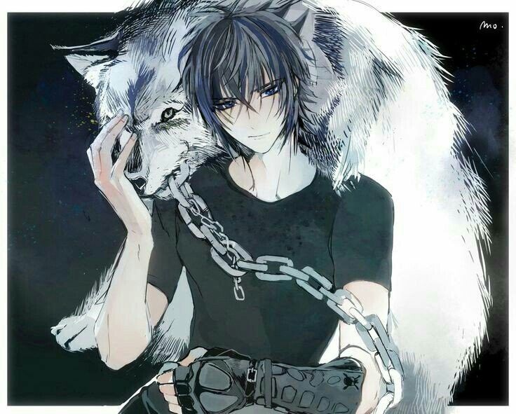 Anime boy with wolf