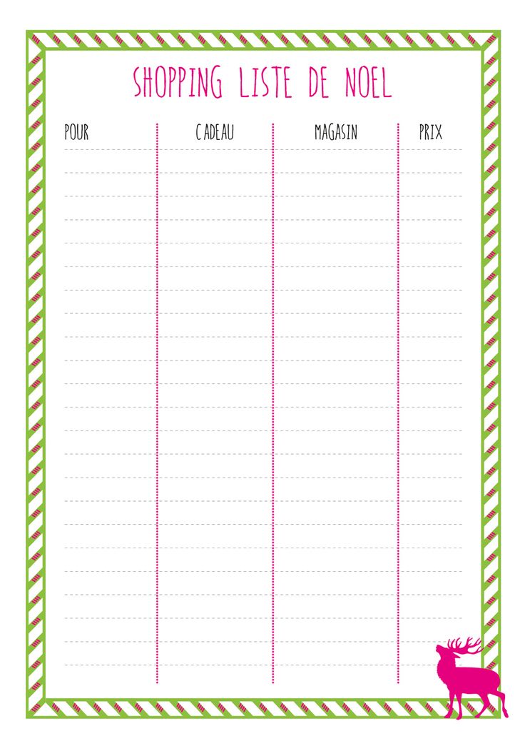 Gratuit : la shopping liste de Noël à imprimer
