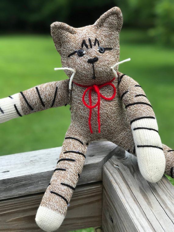 Handcrafted Sock Monkey Tabby Cat Etsy Cats Socks Handcrafted Sock Monkey Tabby Cat