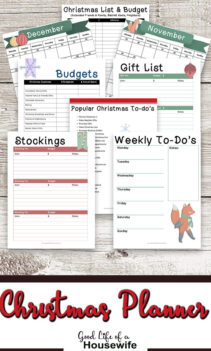 christmas printables and budget planner christmasto do list
