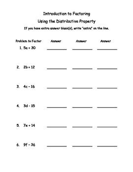 Factoring Using The Distributive Property Worksheet Answers 10 best math distributive property images on Factoring Using The Distributive Property Worksheet Answers 10 best math distributive property images on