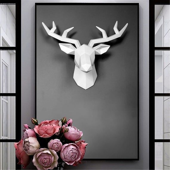 3D Deer Head Statue Sculpture