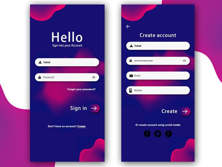 Music App Sign in & Create Account Screen Ux app design, Android app Music App Sign in & Create Account Screen Ux app design, Android app