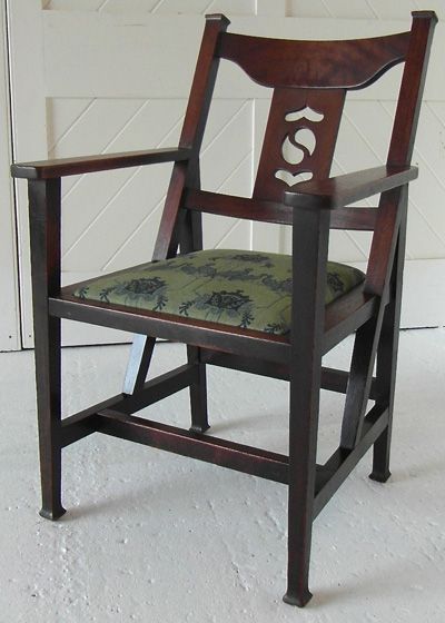 Arts Crafts Colonial Desk Chair In Oak With Pierced Back Splat And Arts Crafts Colonial Desk Chair In Oak With Pierced Back Splat And Drop Seat Original Fabric Circa 1900 Era