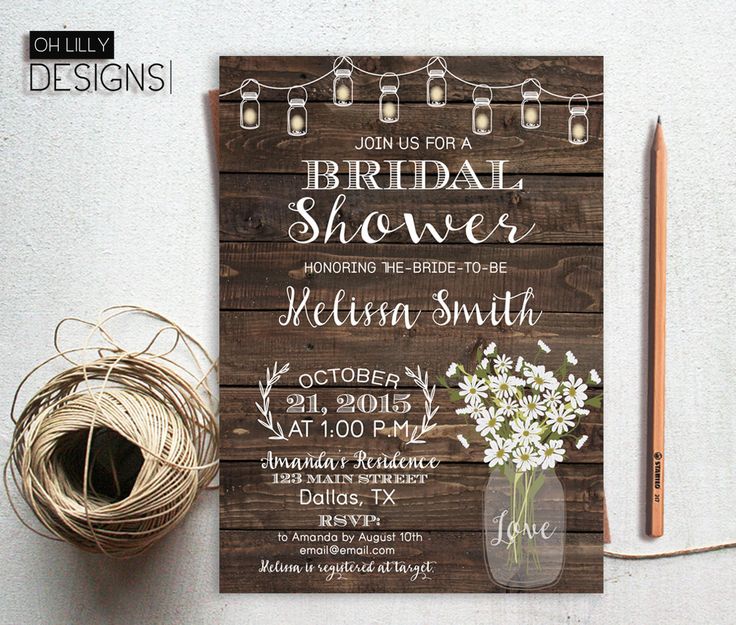 rustic bridal shower invites