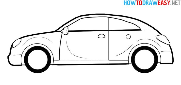 How to Draw an Easy Car | Car cartoon, Car illustration, Drawings
