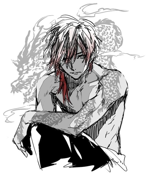 Anime guy with dragon tattoo