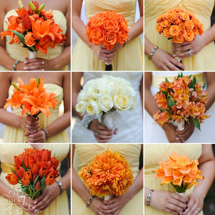 Best 25 Orange Wedding Flowers Ideas Only On Pinterest What A Great Idea Bridesmaid S Bouquets Of Diffe Types Flowers But All In