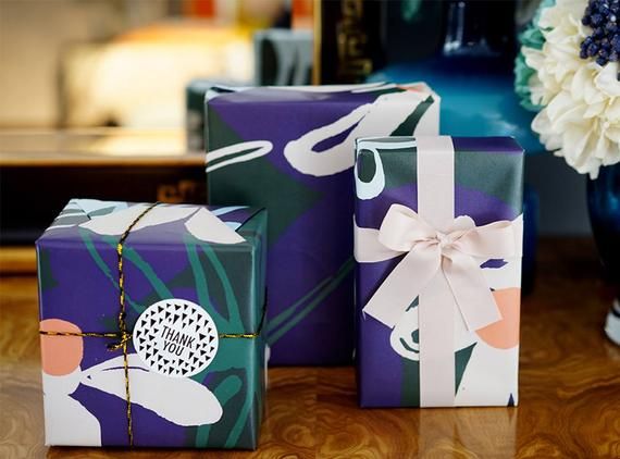 Tropical Plant Flowers Wrapping Paper, Gift Wrap Sheet, Holiday Gift Wrap, Photo...