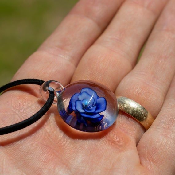 Glass Flower Pendant Blown Necklace Art Lampwork Blowing - Blown Glass Flower Pendant Necklace Glass Flower Pendant Blown Necklace Art Lampwork Blowing - Blown Glass Flower Pendant Necklace