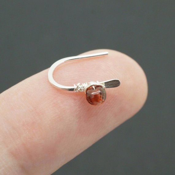 Silver Threader Minimalist Earrings With Garnet Small Silver Threader Minimalist Earrings With Garnet Small Tiny